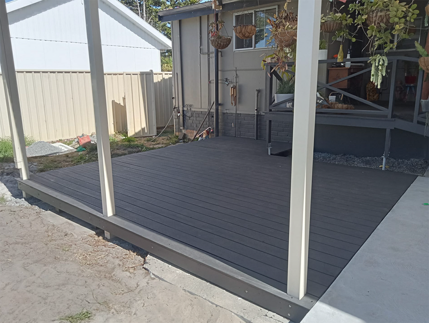 Finished covered outdoor deck built by Nate’s Carpentry in Albany Western Australia.